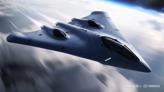 深邃的宇宙空间，星辰点点，一片无垠的云海在远方翻腾。六代机以惊人的速度穿越云海，机身线条流畅，未来感十足。镜头从远距离逐渐拉近，展现出六代机细节的精致与科技的先进。飞行器左边喷射出白色尾焰，与深空的黑色形成鲜明对比，彰显出它的速度与力量。周围云海被高速飞行的气流扰动，形成一道道壮观的波纹。画面色调冷峻，光影效果强烈，突出深空的神秘与广阔。镜头在六代机穿梭云海的过程中，快速切换角度，展现出飞行器各个角度的震撼视觉冲击力 by Hailuo AI Video Generator