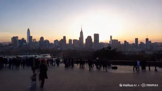 可以拍摄城市中同一个场景，从黎明破晓时的静谧，随着太阳升起人们开始忙碌，到夜晚华灯初上的热闹，再到深夜的宁静，用快切镜头展现不同时段的独特风貌，搭配节奏合适的音乐，凸显城市的多元与活力。 by Hailuo AI Video Generator