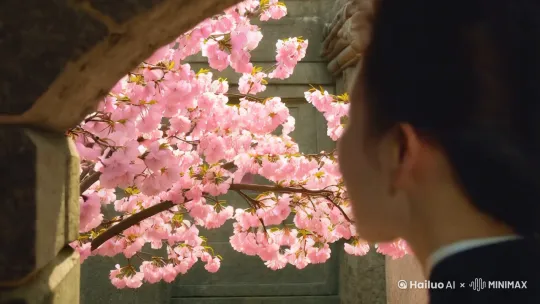 去年今日此门中，人面桃花相映红。人面不知何处去，桃花依旧笑春风。 by Hailuo AI Video Generator