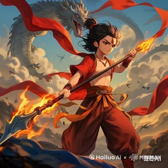 以下是一些可能用于生成该视频的提示词：

一、主体描述

	1.	哪吒形象

	○	少年哪吒，身着传统红袍，红袍宽松飘逸，腰间系着金色腰带，腰带随风飘动。

	○	头发乌黑浓密，扎成高高的丸子头，额头上有标志性的红印。

	○	手持火尖枪，枪身通体火红，枪尖闪耀着寒光，枪身缠绕着熊熊火焰，火焰灵动跳跃。

	○	脚蹬红靴，靴子精致，带有传统纹饰。

	2.	动作姿态

	○	哪吒处于战斗演练状态，身姿矫健，动作敏捷。

	○	眼神锐利，充满自信与力量，表情严肃专注，仿佛沉浸在演练之中。

	○	身体微微前倾，双腿分开，呈马步姿势，重心稳定，展现出良好的平衡感和力量感。

	○	双臂有力地挥动火尖枪，枪尖在空中划出一道道凌厉的轨迹，动作连贯流畅，如行云流水。

二、场景设定

	1.	背景环境

	○	天空中云雾缭绕，云层厚重，呈现出淡蓝色和白色的渐变，阳光透过云层洒下，形成一道道金色的光柱，营造出神秘而壮丽的氛围。

	○	远处有一条巨龙盘旋在云层之中，龙身灰白色，鳞片闪烁着金属光泽，龙首高昂，张开大嘴，露出锋利的牙齿，眼神威严，仿佛在注视着哪吒的演练，增添了画面的奇幻色彩和紧张感。

	○	地面上是崎岖的山石，山石颜色深浅不一，表面粗糙，有明显的纹理和棱角，哪吒立于山石之上，脚下的山石仿佛因他的力量而微微颤动。

	○	空中有几只飞鸟穿梭于云层之间，飞鸟身形小巧，羽毛色彩斑斓，为画面增添了一丝灵动与生机。

	2.	特效元素

	○	当哪吒演练闪电五连鞭时，火尖枪上的火焰更加旺盛，火焰颜色由红转蓝，迸发出蓝色的电弧，电弧如灵蛇般缠绕在枪身周围，闪烁着耀眼的光芒。

	○	每一次挥枪，都会带起一道蓝色的闪电，闪电划破空气，发出噼里啪啦的声响，在空中留下一道道残影，残影逐渐消散，仿佛能量在空气中激荡。

	○	哪吒周围的空气因力量的激荡而产生波纹状的特效，波纹以哪吒为中心向外扩散，颜色由浅蓝渐变为透明，显示出强大的能量波动。

三、视频风格

	1.	整体风格

	○	采用3D动画风格，画面细腻逼真，色彩鲜艳饱满，光影效果出色，营造出强烈的视觉冲击力。

	○	动画风格偏向于现代动漫与传统神话元素的结合，既保留了哪吒这一经典神话形象的传统韵味，又融入了现代动漫的时尚感和动感元素，使画面更加吸引眼球。

	2.	镜头运用

	○	视频开始时，采用全景镜头，展示哪吒在壮丽的云海山石背景下的整体形象，以及远处巨龙的全貌，让观众对整个场景有一个宏观的了解。

	○	随着演练的开始，镜头逐渐拉近，切换到中景镜头，聚焦于哪吒的动作和表情，突出他的矫健身姿和专注神情，同时展示火尖枪上的火焰与闪电特效。

	○	在演练过程中，适时插入特写镜头，如哪吒挥动火尖枪的手部特写，火尖枪上火焰与闪电交织的特写，以及哪吒眼神的特写等，通过细节展现力量与美感。

	○	镜头运动采用推、拉、摇、移等多种方式相结合，使画面富有节奏感和动感。例如，在哪吒挥枪的瞬间，镜头快速推进，增强视觉冲击力；在展示哪吒整体动作连贯性时，镜头缓慢平移，跟随哪吒的动作移动，让观众能够清晰地看到每一个动作的细节。

四、时间与节奏

	1.	视频时长

	○	视频总时长为5秒，在这短暂的时间内，要充分展现哪吒演练闪电五连鞭的精彩瞬间，节奏紧凑，不拖沓。

	2.	节奏把控

	○	前1秒，全景镜头展示哪吒的初始姿态和背景环境，营造氛围，吸引观众注意力。

	○	第2 - 4秒，中景和特写镜头交替出现，快速切换，展现哪吒演练闪电五连鞭的连贯动作和特效细节，节奏逐渐加快，动作凌厉，特效炫目，将画面的紧张感和动感推向高潮。

	○	最后1秒，再次切换到全景镜头，展示哪吒演练结束后的帅气收势动作，以及整个场景的壮丽全貌，给观众留下深刻的印象，同时也为视频画上一个完美的句号 by Hailuo AI Video Generator