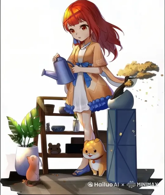 头发轻微飘动，衣服随风飞舞 by Hailuo AI Video Generator