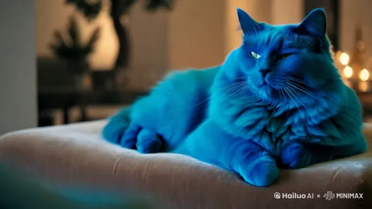 一只很胖的猫蓝色的
 by Hailuo AI Video Generator