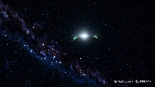 外星人星际航行快速穿越威胁地带并且通过陨石区 by Hailuo AI Video Generator