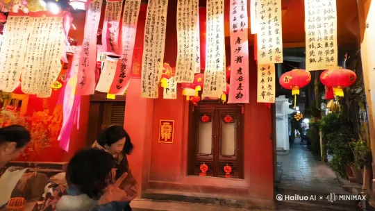  俏皮活泼风：新年到啦，感觉全世界都被调成了超欢乐的喜庆频道！瞅瞅这街头，春联像一个个超酷的魔法咒语，把好运都召唤过来。福字倒着贴，福气直接来个“倒栽葱”，满满的都是惊喜。新的一年，希望烦恼统统“退群”，快乐像爆米花一样，在生活里噼里啪啦地爆开 ！ by Hailuo AI Video Generator