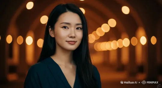 图片中的女子对镜头说着什么，镜头不变，人身体轻轻移动 by Hailuo AI Video Generator