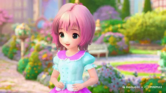 千年难得一遇美少女，画面色调自然色彩明亮，氛围可爱欢快，卡通动漫风格 by Hailuo AI Video Generator
