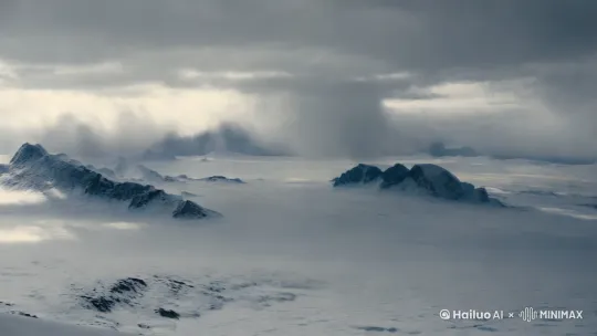 根据“雪崩”这一主题，设计多组空镜头 / 大场面镜头组合，最大程度利用海螺AI文生视频的优异表现力，通过节奏感较强的剪辑，制作出一个以简单的故事线串联而成的预告片。 by Hailuo AI Video Generator