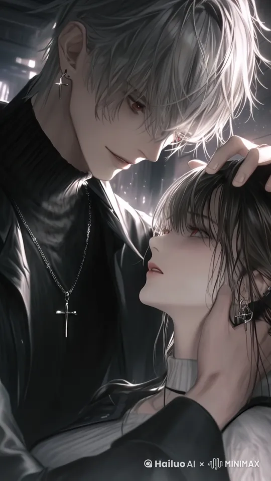 发丝被风吹动，眨眼，男人轻抚少女头发 by Hailuo AI Video Generator