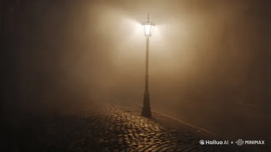 主体:Streetlamp glowing faintly through thick fog.
运动:Fog swirling slightly, light creating soft halos.
背景:Empty cobblestone street fading into the mist.
镜头语言:Close-up on the lamp with the street fading into the background.
光影:Soft warm tones for the lamp, cool tones for the fog.
氛围:Lonely yet comforting.
by Hailuo AI Video Generator