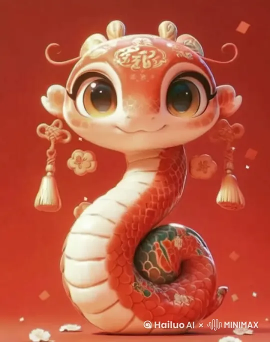 蛇年生肖蛇给大家拜年了！ by Hailuo AI Video Generator