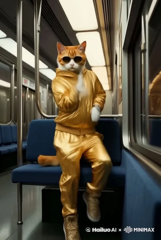 橘猫抓住旁边的钢管跳钢管舞 by Hailuo AI Video Generator