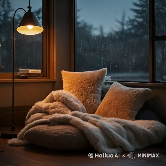 窗外在下雨，雨水打在玻璃窗上 by Hailuo AI Video Generator
