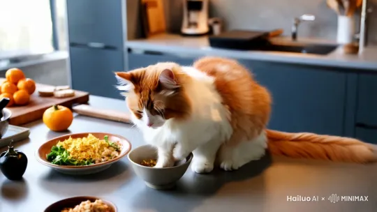 可爱猫咪炒菜 by Hailuo AI Video Generator