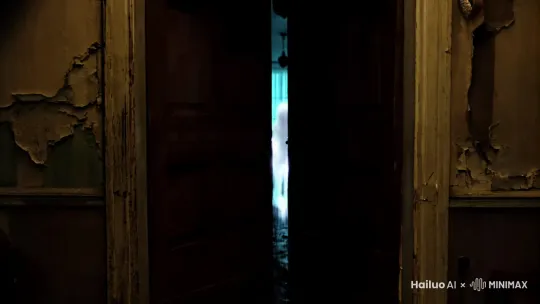 打开门之后，突然有鬼突脸，第一人称视角拍摄鬼 by Hailuo AI Video Generator