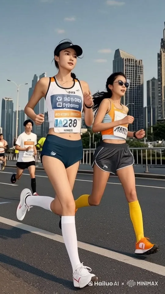 脸部表情稳定，跑起来，周边景物向后移动， by Hailuo AI Video Generator