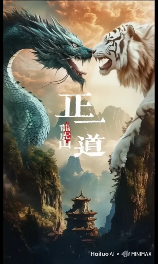 图中龙虎互相扭打在一起 by Hailuo AI Video Generator