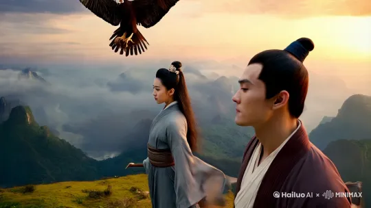 小龙女和杨过与神雕一起浪迹天涯 by Hailuo AI Video Generator