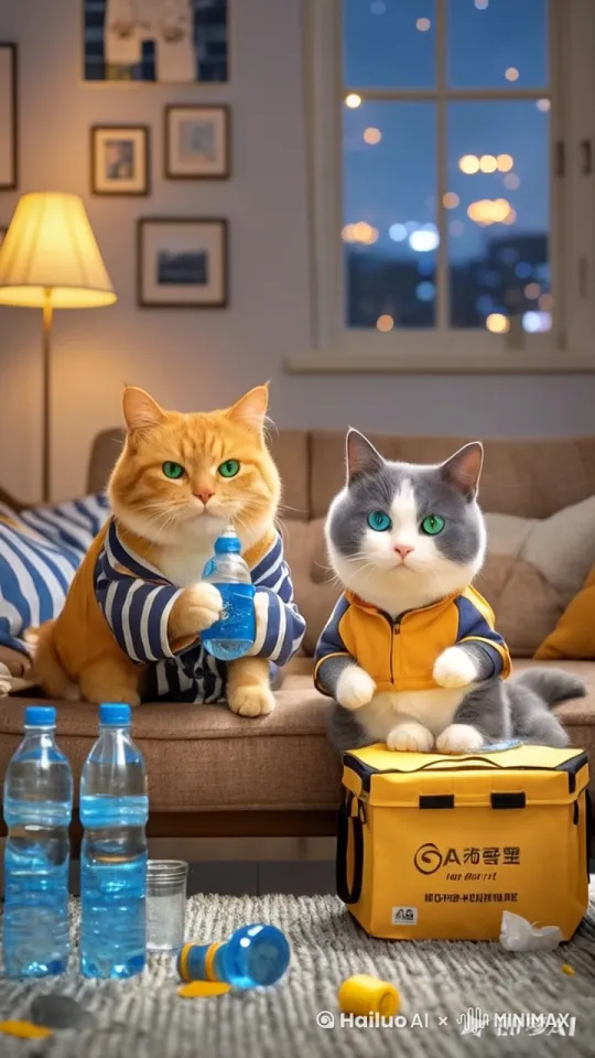 左边的小猫开品说话。
 by Hailuo AI Video Generator