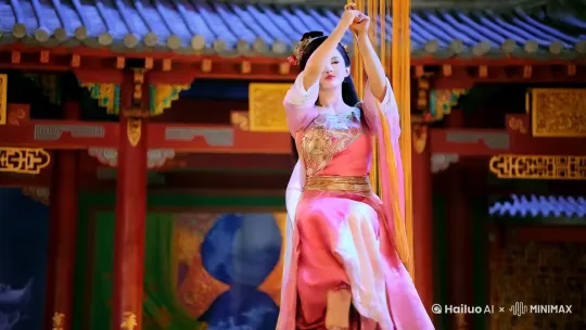 一个长相妩媚，身材火辣的中国唐朝美女在T台上跳摇摆舞！ by Hailuo AI Video Generator