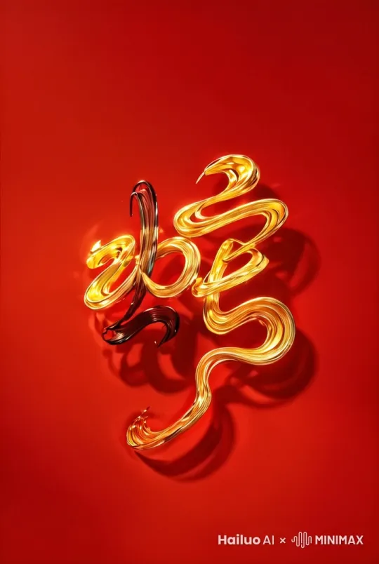 由2025书写形成的蛇字。 by Hailuo AI Video Generator