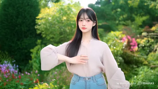 女子展示姿势，画面主体动态呈现，动作自然流畅，环境光，符合逻辑，极致细节，镜头跟拍，超真实动态捕捉。人物脸部手部不变形。清晰自然，不模糊，高质量，没有瑕疵 by Hailuo AI Video Generator