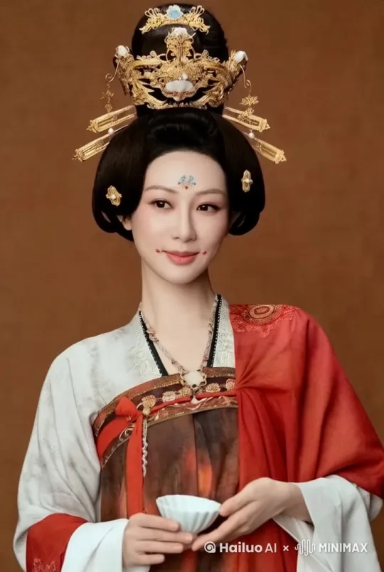端着茶杯敬茶，温柔地笑 by Hailuo AI Video Generator