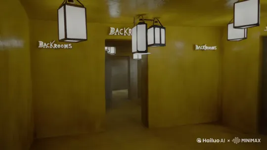 那是个神奇的迷宫，墙壁全是黄色，屋顶有黄黄的方灯，张开眼睛发现我来到了后室，一眼望不到边，我向前迷茫的走着，忽然发现，后面一只怪物向我奔来，我立马向远处跑去，我陷入了一个死胡同，就在这时，我手中忽然出现了一把枪，我将怪物打死，继续迷茫的走着，很快，我看到了一大片门，其中一个缓慢打开，我走了，进去，来到了一望无际的草原，一个个单独的房子，和空旷的围栏，一切都那么诡异，在远处，我看到一扇门，非常远，我走了很久，终于到了那个地方，打开门过后，走了进去，发现我身处高空，正在急速下落，就这样，我摔死了 by Hailuo AI Video Generator