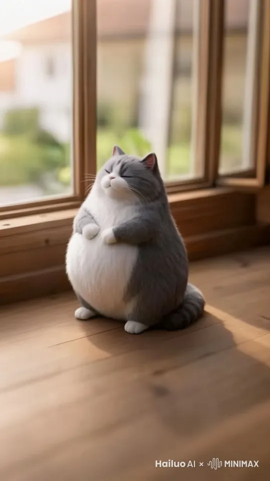 这只猫从后面慢慢悠悠走来，然后闭眼，开始自言自语，打了个喷嚏，自言自语 by Hailuo AI Video Generator