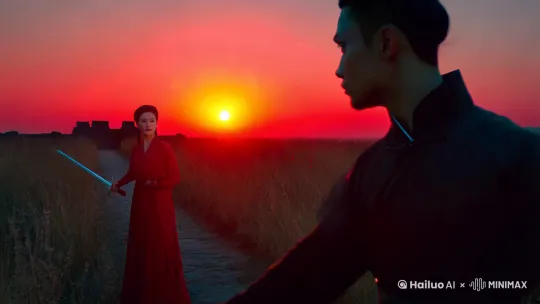 黄昏之刃》
一
夕阳如血,染红了半边天。荒凉的古道旁,枯草在风中瑟瑟发抖。一男一女对峙而立,刀剑出鞘,寒光闪烁。
男子名叫萧逸,身着玄色劲装,手持一柄长剑,目光如炬。女子名唤柳如烟,一袭红衣,手握一柄短刀,眼神冷冽。
“你我今日,必有一战。”萧逸声音低沉,却透着坚定。
柳如烟冷笑一声,“你我立场不同,注定为敌。”
二
两人同时出手,刀光剑影交织在一起。萧逸剑法凌厉,招招致命;柳如烟刀法灵动,攻守兼备。两人势均力敌,一时间难分胜负。
夕阳渐渐西沉,天色渐暗。刀剑碰撞的火花在暮色中闪烁,仿佛夜空中的星辰。
“你为何执意与我为敌?”萧逸边战边问。
“因为你挡了我的路。”柳如烟冷冷回答。
三
数十回合后,两人皆已气喘吁吁。萧逸突然收剑,后退数步,“今日之战,到此为止。”
柳如烟一愣,随即冷笑,“怎么,怕了?”
“非也。”萧逸摇头,“我只是想,或许我们可以有另一种结局。”
柳如烟皱眉,“你什么意思?”
“放下刀剑,携手同行。”萧逸直视她的眼睛,目光坚定而温柔。
四
柳如烟沉默片刻,随即冷笑,“你当我是三岁孩童?这种话也说得出口。”
“我是认真的。”萧逸上前一步,“你我之间,本无深仇大恨,何必自相残杀?”
柳如烟心中一动,但随即摇头,“我们立场不同,注定无法共存。”
“立场可以改变。”萧逸语气坚定,“只要你愿意,我们可以一起寻找新的道路。”
五
柳如烟心中挣扎,最终缓缓放下短刀,“你当真愿意与我同行?”
“君子一言,驷马难追。”萧逸微微一笑,收起长剑。
两人对视片刻,随即相视而笑。夕阳的余晖洒在两人身上,仿佛为他们披上了一层金色的薄纱。
“从今往后,你我携手同行。”萧逸轻声说道。
“无论前路如何,我与你共担。”柳如烟微微一笑,眼中闪烁着坚定的光芒。
尾声
黄昏已逝,夜幕降临。两人并肩而行,消失在茫茫夜色中。
从此,江湖上少了一对敌对的高手,多了一对携手同行的恋人。 by Hailuo AI Video Generator