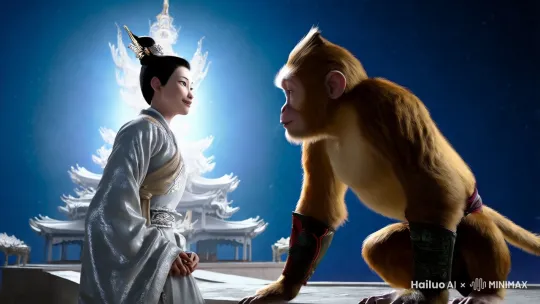 孙悟空与月亮仙子的故事
在《西游记》的世界里，孙悟空不仅是一位机智勇敢的英雄，也是一个有情有义的角色。今天，我们将讲述一个关于他与一位神秘女子——月亮仙子的感情故事。

场景一：月宫遇见
故事的开始发生在遥远的月宫，明亮的月光洒在银白色的宫殿上，飘渺如梦。月亮仙子是月宫的守护者，容颜如月，清冷而高贵。她拥有神秘的力量，掌控着月光与寒霜，永远漂浮在神仙的世界中。

一天，孙悟空在西天取经的途中，不小心闯入了月宫的禁地。月亮仙子感受到一个强大的气息接近，随即现身。她身穿银光闪闪的华服，眼神清澈如水，神秘的气息让孙悟空有些惊讶。

“你是何人，敢闯入月宫禁地？”月亮仙子冷冷地问。

孙悟空微微一笑，调皮地回答：“我乃齐天大圣孙悟空，取经途中误入此地。看你容颜如月，怕是仙界的一位仙女吧？”

月亮仙子心中一惊，她感受到孙悟空话语中那种与众不同的气质。他不只是一个凡人，而是一个非凡的存在。她心中泛起一丝好奇。

场景二：月下对话
孙悟空未曾被月亮仙子的冷淡吓退，反而更加兴奋。他飞身跃上月宫的一座高台，站在银光洒落的地方，面对月亮仙子。他与她展开了一场别开生面的对话。

“仙子为何如此寂寞？”孙悟空问，“月宫虽然美丽，但孤独难免，难道你不渴望有人陪伴吗？”

月亮仙子看着他，眼中流露出一丝淡淡的哀愁：“我守护这片月光，千百年间，万象皆在眼前，却没有人能真正走进我的世界。孤独与寂寞，似乎是我的宿命。”

孙悟空微微一笑，眼神中闪烁着智慧的光芒：“或许，我能让你看到不一样的世界。”

他轻轻地挥动金箍棒，施展出神通，将两人从月宫带到了天宫之外。眼前是无边的星空和美丽的景色，月亮仙子从未见过如此广阔的天地。

场景三：心生情愫
随着时间的推移，孙悟空与月亮仙子开始有了更多的互动。他们在星空下并肩而行，月亮仙子也开始向孙悟空敞开心扉，分享她的孤独与心事。孙悟空凭借他的聪明与机智，总能带给她欢笑与安慰。

渐渐地，月亮仙子发现，孙悟空的内心并不如外表那般放荡不羁。他虽然有着强大的力量，但却也有一颗温柔的心。她开始对孙悟空产生了不一样的感情，而孙悟空也在不知不觉中被月亮仙子的高洁与美丽吸引。

“你为何总是如此坚强？”月亮仙子问。

孙悟空眼中闪过一丝复杂：“因为我曾经孤独过，所以懂得了珍惜那些值得的人和事。”

场景四：告别时刻
然而，月亮仙子的使命终究无法改变，她必须继续守护月宫。而孙悟空也有着自己的责任与目标——取经的使命让他无法停留太久。

在一次告别的夜晚，月亮仙子站在月宫的高台上，眼中含着泪光。她深深地看着孙悟空，眼神中充满了依依不舍。

“你去吧，取经之路不易。记住，无论多远，我的心永远与你同在。”月亮仙子轻声说道。

孙悟空略微低头，金箍棒轻轻敲击着地面，声音清脆而坚定：“我会记住你的，月亮仙子。无论何时何地，月光将会是我心中的指引。”

月亮仙子微微一笑，抬头望向远方的星空，心中不再孤单。

结尾：永恒的月光
从此，每当月光洒满大地，孙悟空总会仰望星空，心中默默许下一个愿望：无论他走到哪里，月亮仙子的光辉永远照亮他的道路。而月亮仙子也在那无尽的月光下，守护着属于她与孙悟空之间的那份深情。 by Hailuo AI Video Generator