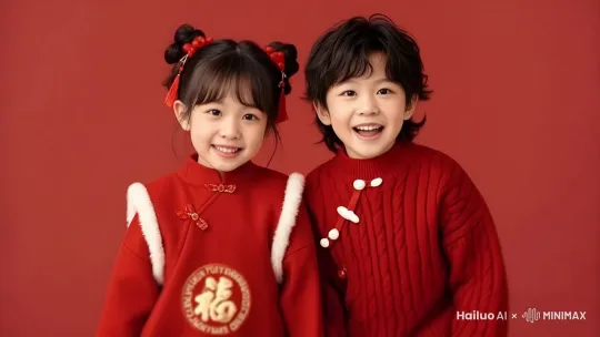 两位小朋友从儿童到少年，再到青年，再到中年，再到老年的缓慢的顺滑的变化过程 by Hailuo AI Video Generator