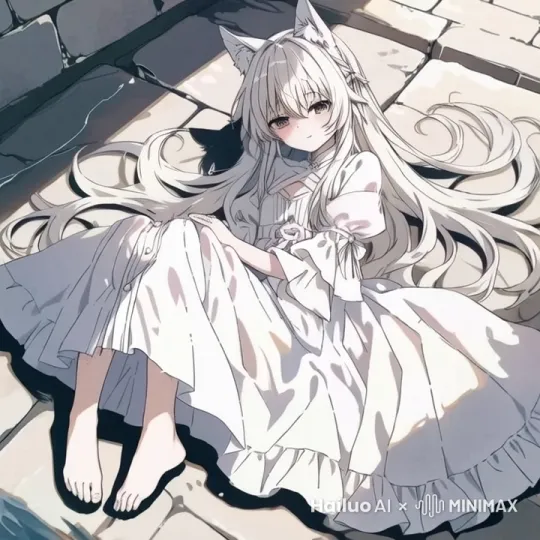 脸红，双腿紧缩，猫耳朵竖起 by Hailuo AI Video Generator