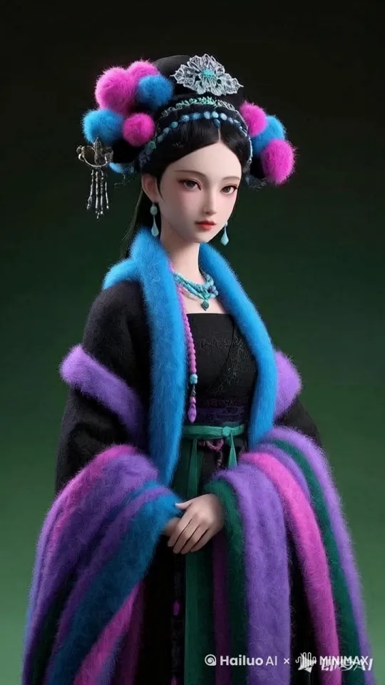 一个3D美女慢慢的转过头来 by Hailuo AI Video Generator