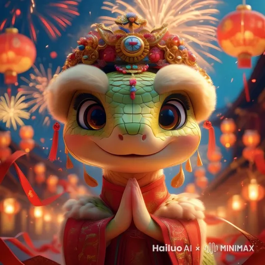 恭贺新春，拱手，开心，烟花 by Hailuo AI Video Generator