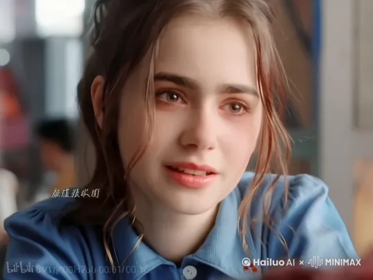 图片中的女孩被一根细长且光滑的黑色丝带勒紧脖子。丝带不断的施加更大的力度，使她的脖子被勒出印记。她窒息挣扎 by Hailuo AI Video Generator