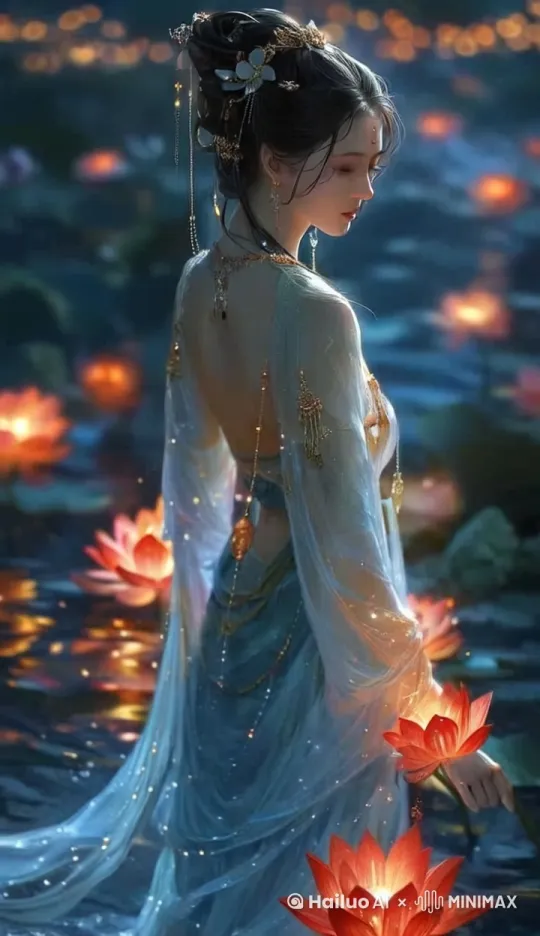 美女转过身来正对镜头，微微一笑 by Hailuo AI Video Generator