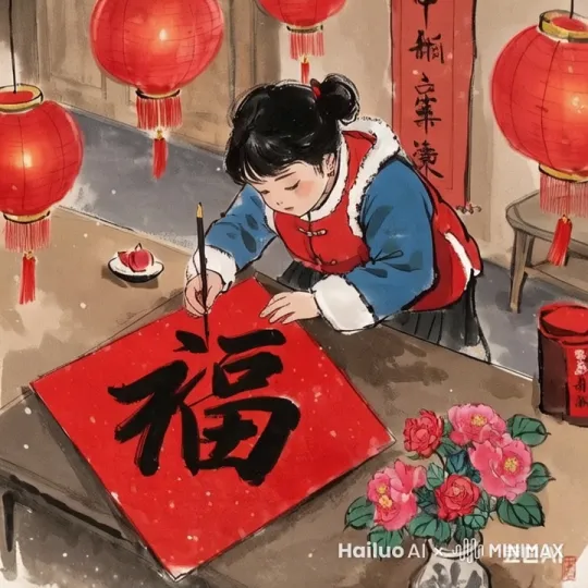 写福字，灯笼摇动 by Hailuo AI Video Generator