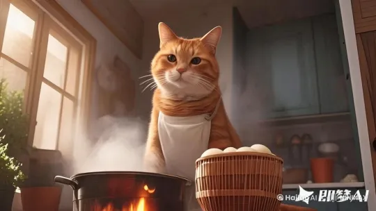 蒸馒头的猫咪 by Hailuo AI Video Generator