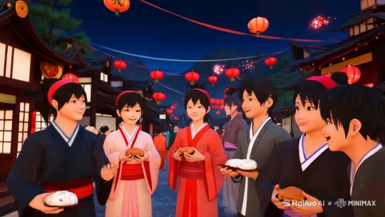 新年氛围感的动漫图，说话祝福 by Hailuo AI Video Generator