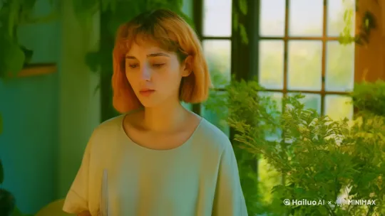 人物在房间里面思考， by Hailuo AI Video Generator