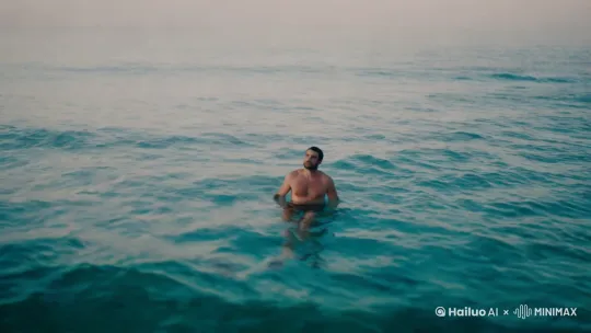 动漫孤独的男人在海里面 by Hailuo AI Video Generator