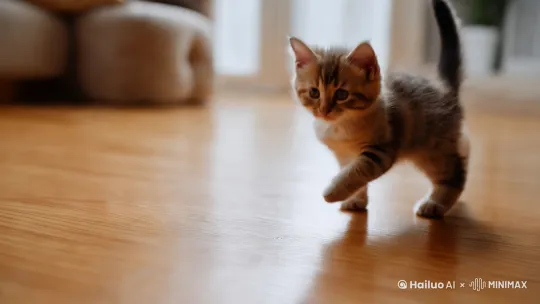 一只宠物小猫在跳舞 by Hailuo AI Video Generator