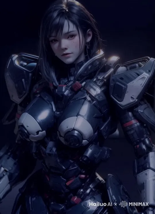 人工智能仿生机械少女，蒂法小姐姐害羞的面对观众，表演轻快节奏的短视频舞蹈 by Hailuo AI Video Generator