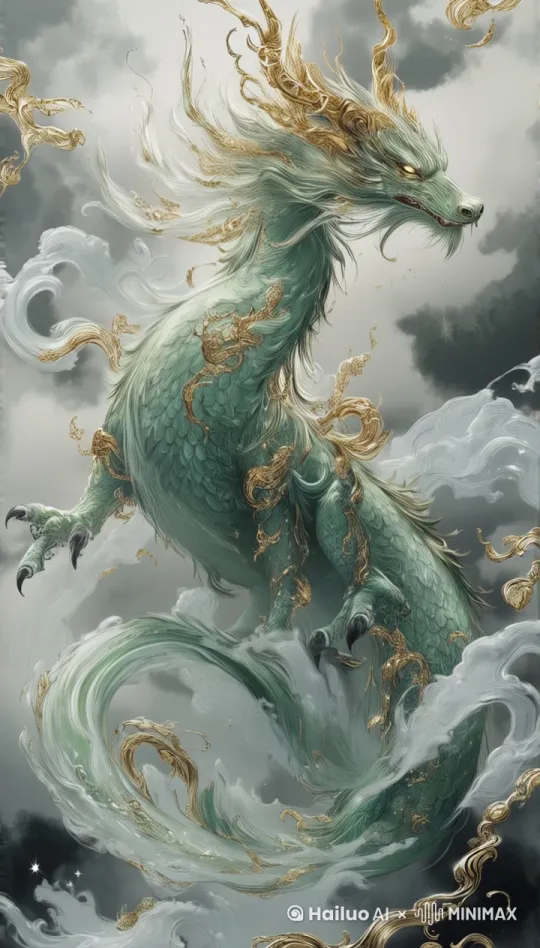 1青龙在游动飞翔，龙吟叫，头部转动云雾磅礴，史诗感 by Hailuo AI Video Generator