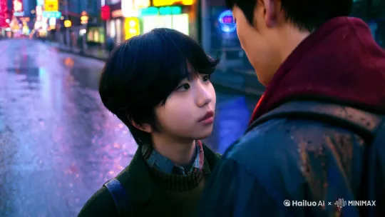 我是主角，新海诚电影风格，动漫电影，亲吻的场景 by Hailuo AI Video Generator