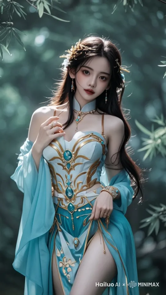 人物，眼神妩媚，看着镜头，跟随着音乐，跳着性感的舞蹈， by Hailuo AI Video Generator