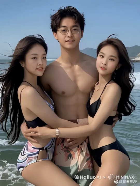男生把两个女生扔进海里 by Hailuo AI Video Generator