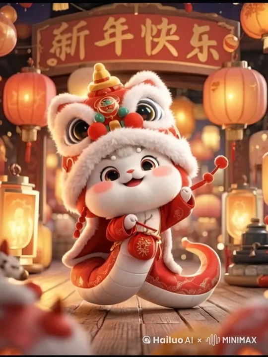 卡通蛇变成财神爷，拿着金元宝，栩栩如生 by Hailuo AI Video Generator