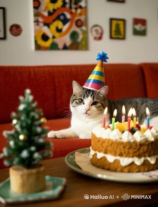 猫过生日 by Hailuo AI Video Generator