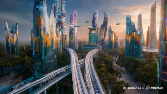 踏入 23 世纪的星际都市，宛如步入一个梦幻与科技交织的异世界。悬浮的摩天大楼高耸入云，楼体表面覆盖着先进的智能纳米材料，它们仿若拥有生命一般，能精准感知阳光强度与时间的微妙变化，随之变幻出绚丽多彩的迷人色彩。从清晨的淡粉暖光，到正午的璀璨金黄，再到夜幕降临后的神秘幽蓝，整座城市宛如一幅流动的巨型画卷。
抬头仰望，空中高速磁悬浮轨道如银色的蛛网纵横交错，勾勒出城市的立体脉络。流线型的反重力飞行器风驰电掣般穿梭其中，它们周身闪烁着镭射灯光，在轨道上留下一道道绚丽的光影轨迹，仿佛是夜空中划过的流星，将城市装点得如梦如幻。
街道上，人形机器人助手忙碌而有序地工作着。它们拥有高度仿真的外形与灵活的肢体动作，能够精准地协助人们搬运各类物品，无论是沉重的货物，还是小巧的包裹，都能轻松应对。同时，它们还肩负着维持街道秩序的重任，敏锐的传感器时刻监测着周围环境，确保城市的每一处角落都安全有序。
城市中心，一座巨大的广场宛如一颗璀璨的明珠。广场上，矗立着一座先进的全息投影舞台，这可不是普通的舞台，它能够借助强大的量子计算技术与多维传感器，模拟出任何人们能想象到的环境。前一刻还是古老神秘的热带雨林，潮湿的空气、茂密的植被和灵动的野生动物栩栩如生；下一刻便瞬间切换为浩瀚无垠的宇宙星空，繁星闪烁、星云流转，让人仿佛置身于宇宙的中心。人们在此举办各种精彩纷呈的沉浸式演出和活动，从震撼人心的音乐会，到扣人心弦的戏剧表演，每一场都给观众带来前所未有的感官盛宴。
而在城市的远方，连接着不同星球的星际传送门散发着神秘而迷人的光芒。那光芒如同宇宙的呼吸，有节奏地律动着，仿佛在诉说着遥远星系的奇妙故事。星际传送门周围，是繁忙的星际交通枢纽，来自各个星球的飞船、旅行者在此汇聚。这里，不同种族、不同文化相互交融，共同谱写着宇宙文明交流的宏伟篇章，时刻准备迎接来自宇宙各处的访客，开启一场场跨越星际的奇妙之旅 。 by Hailuo AI Video Generator